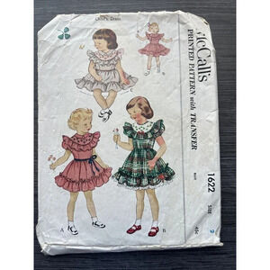 McCall’s 1951 Vintage Girls Ruffled Full Skirt Party Dresses Sewing Pattern 1622